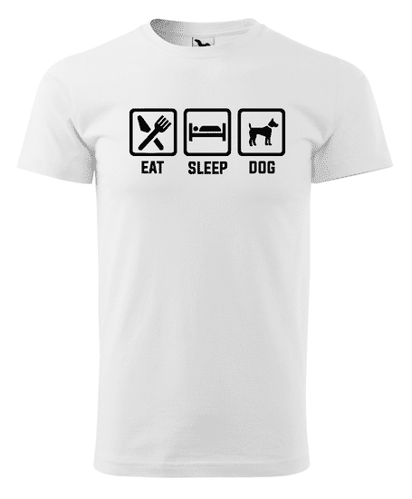 Fenomeno Pánské tričko Eat sleep dog - bílé Velikost: XL