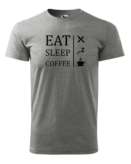 Fenomeno Pánské tričko Eat sleep coffee - šedé Velikost: XL