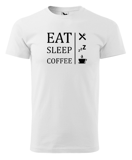 Fenomeno Pánské tričko Eat sleep coffee - bílé Velikost: XL