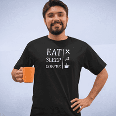 Fenomeno Pánské tričko Eat sleep coffee - černé Velikost: XL