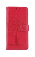 TopQ Pouzdro Realme C21 knížkové Tmavě růžový strom sovičky 67734
