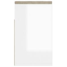Greatstore Botník s poduškou bílý lesklý 104 x 30 x 49 cm dřevotříska