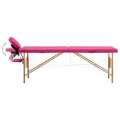 Petromila Skládací masážní stůl 2 zóny dřevěný růžový