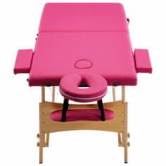 Vidaxl Skládací masážní stůl 2 zóny dřevěný růžový