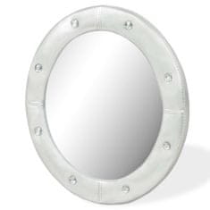 Greatstore Nástěnné zrcadlo z umělé kůže 60 cm lesklé stříbrné