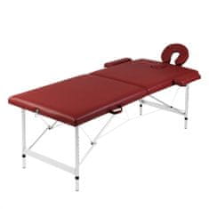 Greatstore Červený masážní stůl 2 zóny s hliníkovým rámem