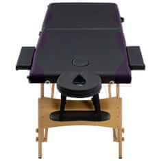 Greatstore Skládací masážní stůl 2 zóny dřevěný černý