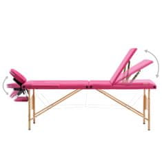 shumee Skládací masážní stůl 3 zóny dřevěný růžový