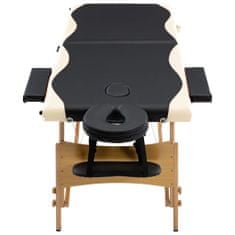 Greatstore Skládací masážní stůl 2 zóny dřevěný černý a béžový