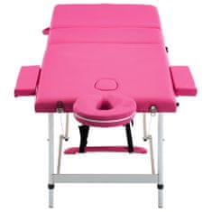 Vidaxl Skládací masážní stůl 3 zóny hliník růžový