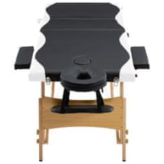 Vidaxl Skládací masážní stůl 3 zóny dřevěný černý a bílý