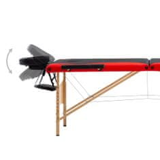 Greatstore Skládací masážní stůl 3 zóny dřevěný černý a červený
