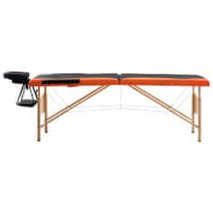 Petromila Skládací masážní stůl 2 zóny dřevěný černý a oranžový