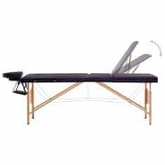Greatstore Skládací masážní stůl 3 zóny dřevěný černý a fialový