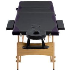 Greatstore Skládací masážní stůl 3 zóny dřevěný černý a fialový