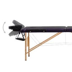 shumee Skládací masážní stůl 3 zóny dřevěný černý a fialový