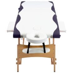 Greatstore Skládací masážní stůl 3 zóny dřevo bílo-fialový