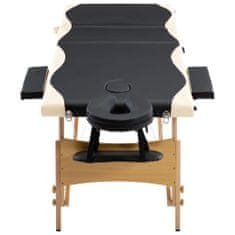 shumee Skládací masážní stůl 3 zóny dřevěný černý a béžový