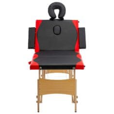 Greatstore Skládací masážní stůl 4 zóny dřevěný černý a červený