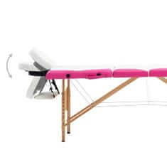 shumee Skládací masážní stůl 4 zóny dřevěný bílý a růžový