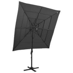 shumee vidaXL 4patrový deštník na hliníkové tyči antracit 250x250 cm