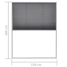 Greatstore Plisovaná okenní síť proti hmyzu hliník 120 x 160 cm