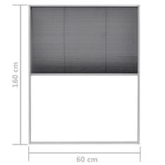 Greatstore Plisovaná okenní síť proti hmyzu hliník 60 x 160 cm