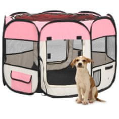 Petromila Skládací ohrádka pro psy s taškou růžová 90 x 90 x 58 cm