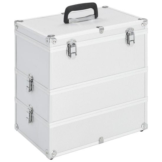 Greatstore Kosmetický kufřík 37 x 24 x 40 cm stříbrný hliník