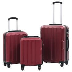 Greatstore Sada skořepinových kufrů na kolečkách 3 ks vínová ABS