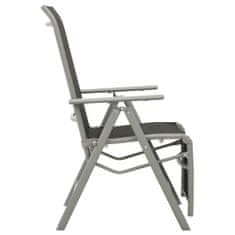 Vidaxl Polohovací zahradní židle 2 ks textilen a hliník stříbrné