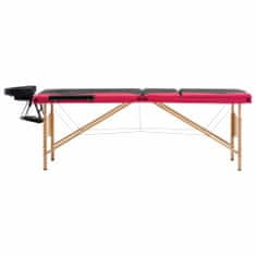Petromila Skládací masážní stůl 3 zóny dřevěný černý a růžový