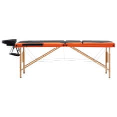 Petromila Skládací masážní stůl 3 zóny dřevěný černý a oranžový