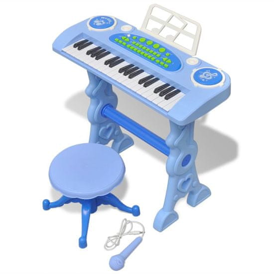 shumee Dětské klávesy se stoličkou a mikrofonem 37 kláves modré