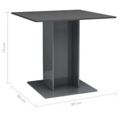 Greatstore Jídelní stůl šedý s vysokým leskem 80 x 80 x 75 cm dřevotříska