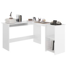 Greatstore Rohový psací stůl bílý vysoký lesk 120x140x75 cm dřevotříska
