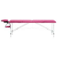 Greatstore Skládací masážní stůl 2 zóny hliník růžový