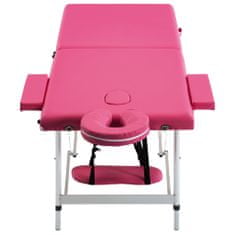 Greatstore Skládací masážní stůl 2 zóny hliník růžový