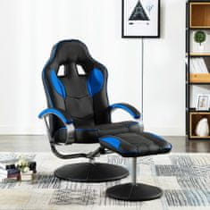 Greatstore Sportovní polohovací židle s podnožkou modrá umělá kůže