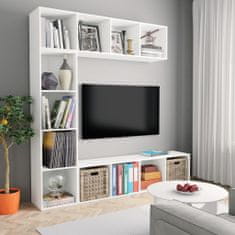 Greatstore 3dílná TV skříňka a knihovna bílá 180 x 30 x 180 cm