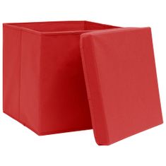 shumee Úložné boxy s víky 4 ks 28 x 28 x 28 cm červené