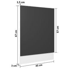 Greatstore Panel na myčku šedý 45 x 3 x 67 cm dřevotříska