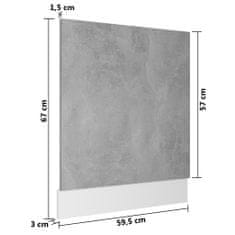 Greatstore Panel na myčku betonově šedý 59,5 x 3 x 67 cm dřevotříska