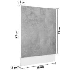 Greatstore Panel na myčku betonově šedý 45 x 3 x 67 cm dřevotříska