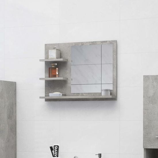 Greatstore Koupelnové zrcadlo betonově šedé 60 x 10,5 x 45 cm dřevotříska
