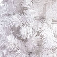 Greatstore Úzký vánoční stromek s LED diodami a sadou koulí bílý 210 cm