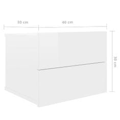 Vidaxl Noční stolek bílý s vysokým leskem 40 x 30 x 30 cm dřevotříska
