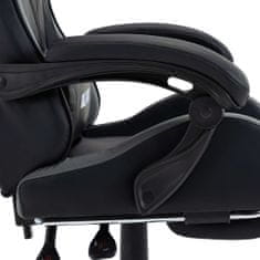 shumee Herní židle s podnožkou šedá a černá umělá kůže