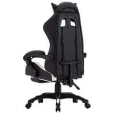 Vidaxl Herní židle s podnožkou bílá a černá umělá kůže