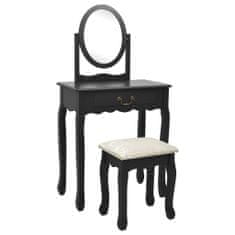 Greatstore Toaletní stolek se stoličkou černý 65x36x128 cm pavlovnia MDF